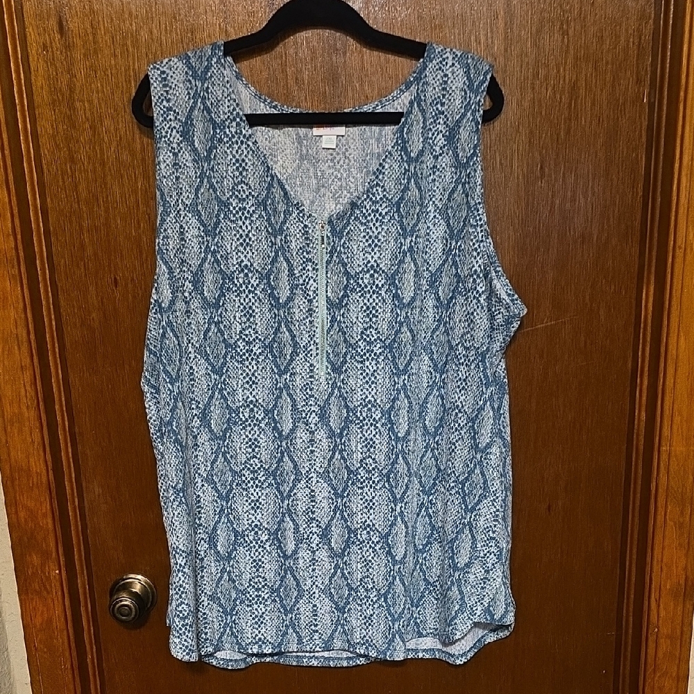 Lularoe 2XL Rachael VNeck Zipper Sleeveless Shirt/Tank